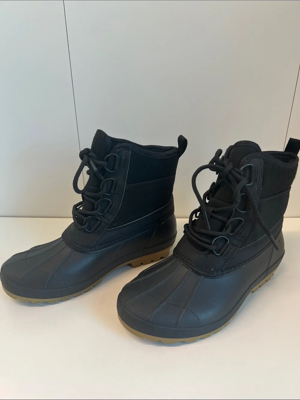 Universal Thread Black Lace-Up Waterproof Winter Boots with Gum Sole